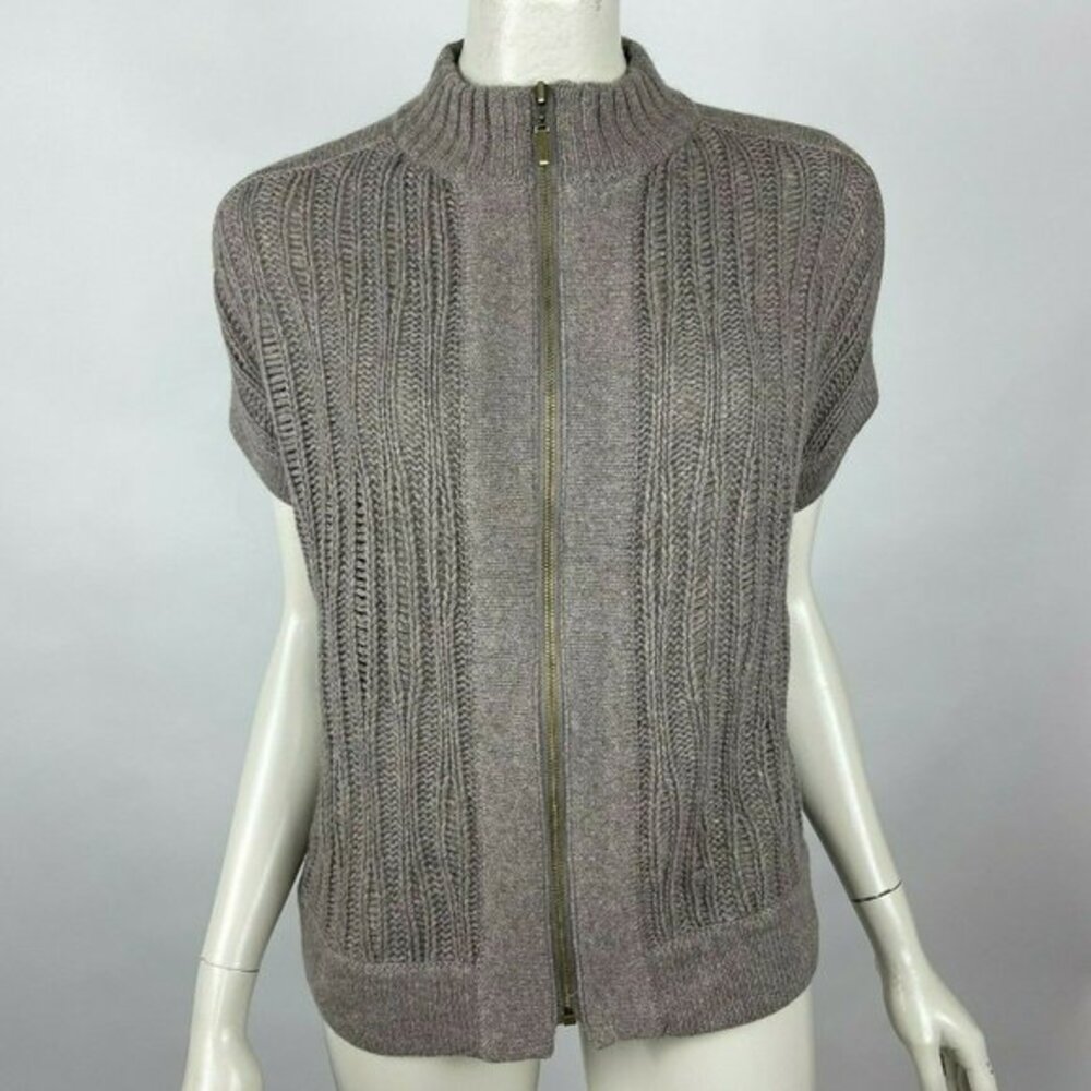 Worth Cashmere Wool Cardigan Short Sleeve Full Zip Sweater Super Soft Women S